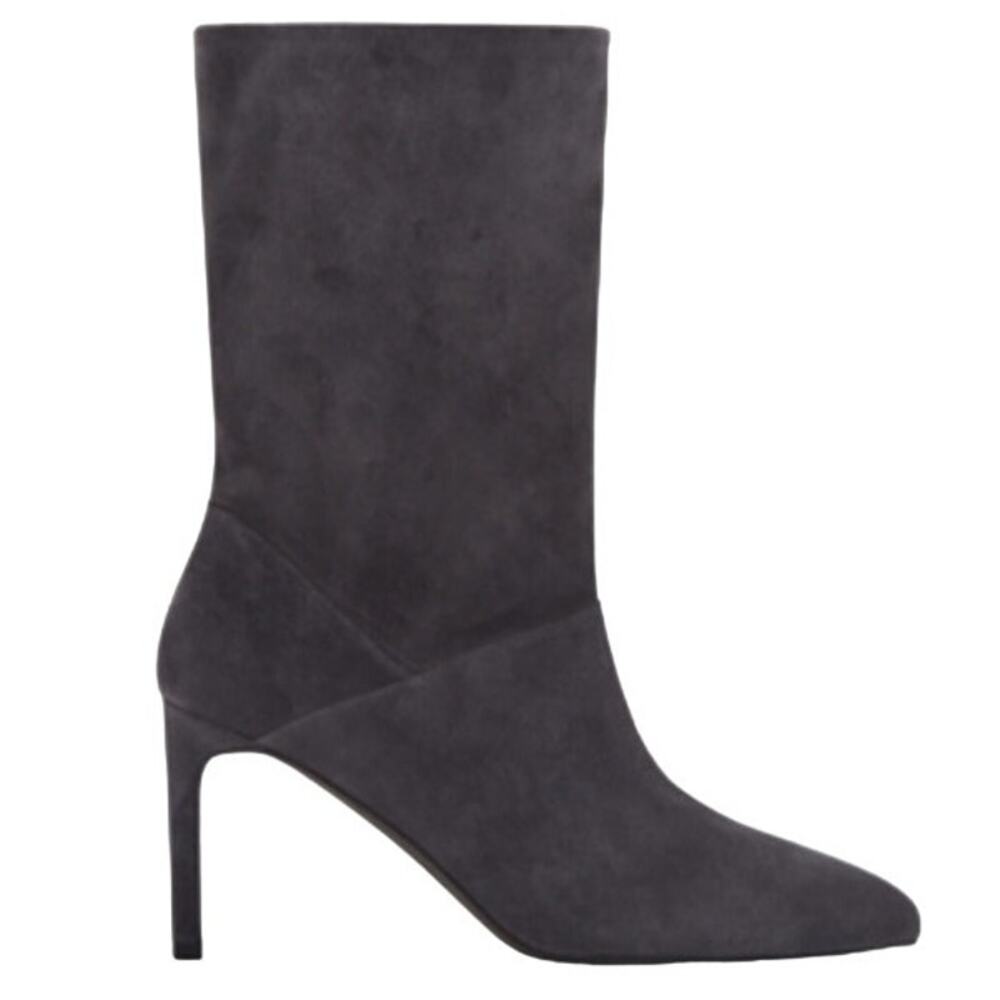AllSaints NWOB Orlana Pointed Toe Leather Boot Grey Steel Size 10 Stiletto Heel